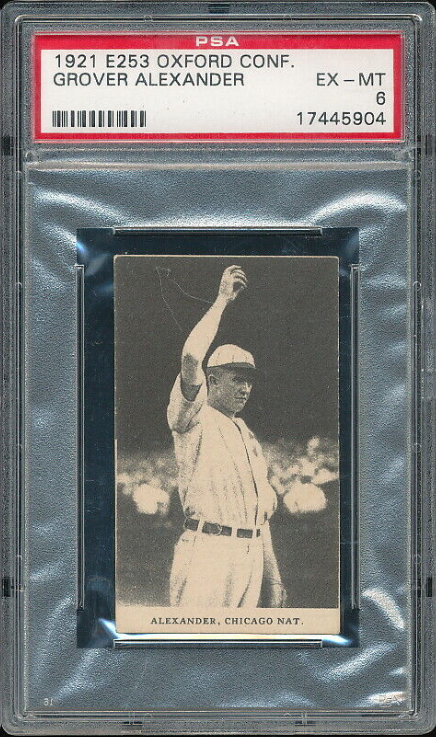 1921 E253 Oxford Confectionary Grover Cleveland Alexander Rookie Card