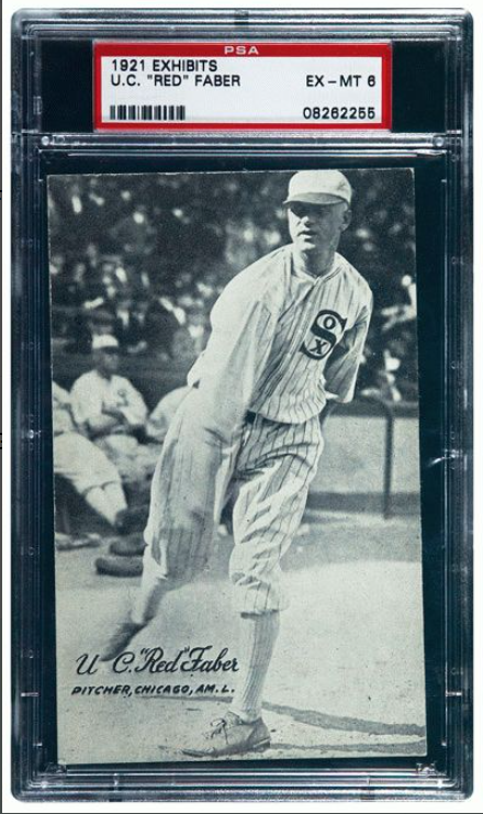 1921 Exhibits U.C. Red Faber Rookie Card