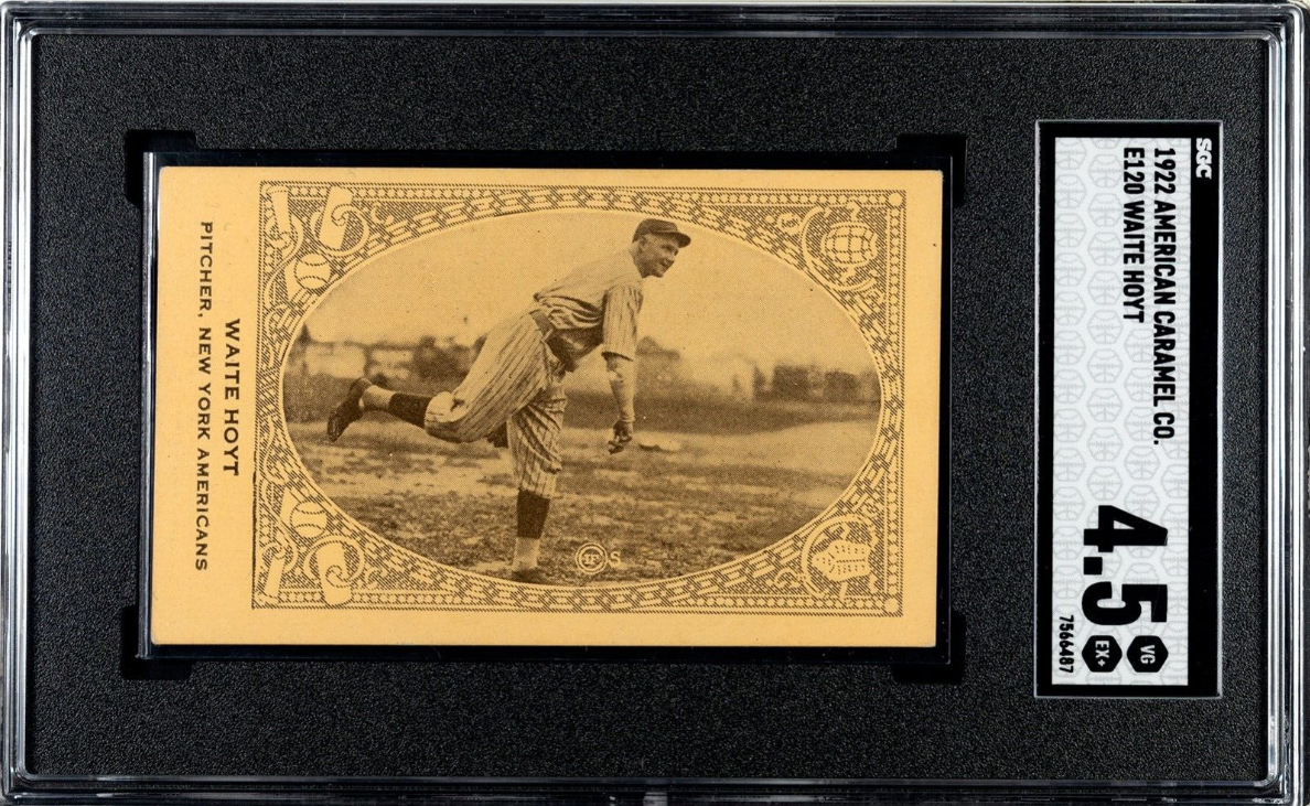 1922 E121 American caramel Waite Hoyt Rookie Card