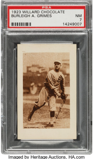 1923 V100 Willard Chocolate Burleigh Grimes Rookie Card