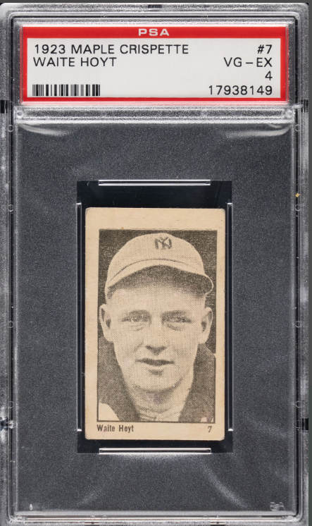 1923 V117 Maple Crispette Waite Hoyt Rookie Card