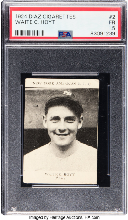 1924 Diaz Cigarettes Waite C. Hoyt Rookie Card