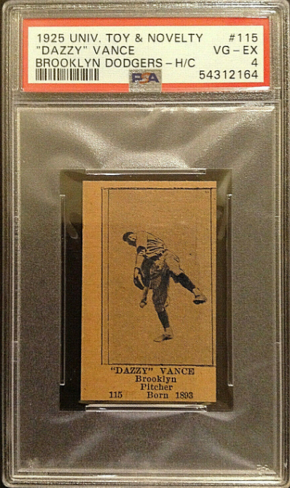 1925 Universal Toy & Novelty Dazzy Vance Hall of Fame Rookie Card