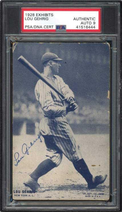 1928 Exhibit Card Magnificent Lou Gehrig Signed Rookie Card