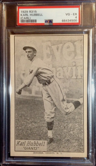 1929 R315 Carl Hubbell Hall of Fame Rookie Card