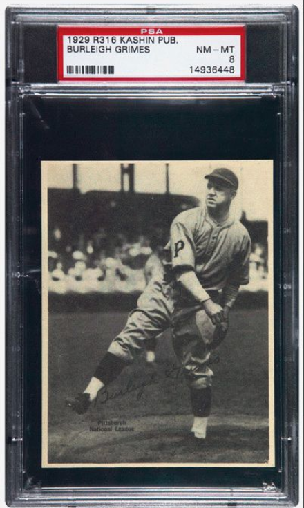 1929 R316 Kashin Pub Burleigh Grimes Rookie Card