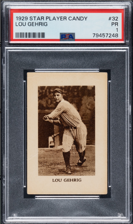 Lou Gehrig Baseball Cards Gift Pack - 5 Assorted Yankees Cards With Protective Cases