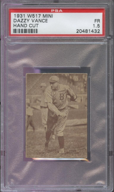 1931 W517 Mini Dazzy Vance Rookie Card