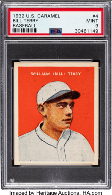 1932 U.S. Caramel Bill Terry Rookie Card