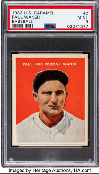 1932 U.S. Caramel Paul Waner Rookie Card