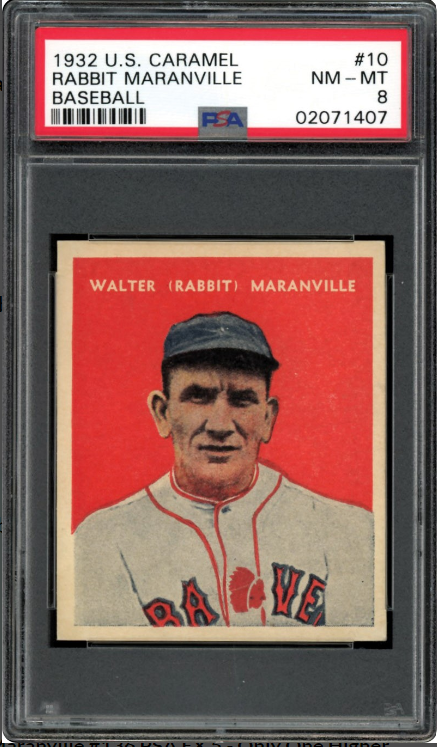 1932 U.S. Caramel Rabbit Maranville Rookie Card