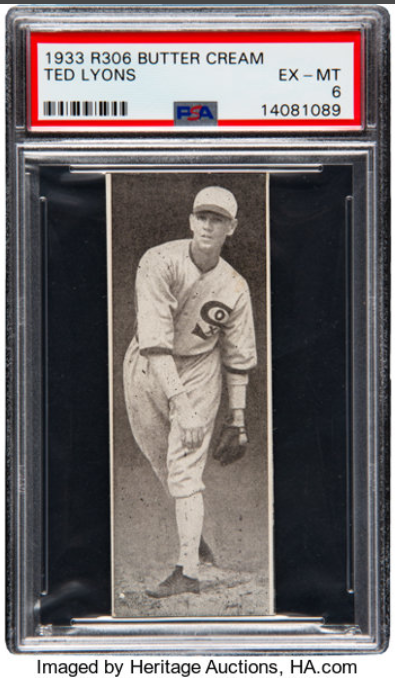 1933 Butter Cream Ted Lyons Rookie Card