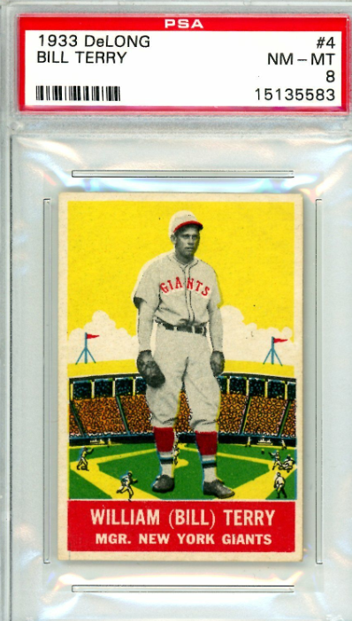 1933 Delong Bill Terry Rookie Card