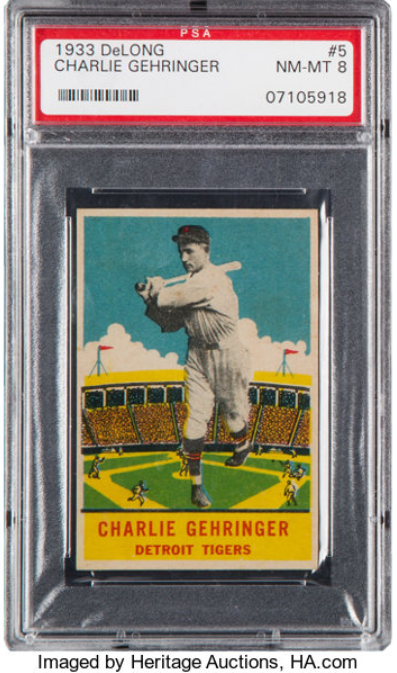 1933 Delong Charlie Gehringer Rookie Card