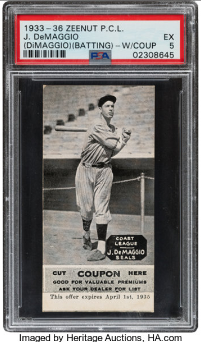 1933 E137 Zeenut P.C.L. Joe DeMaggio Rookie Card