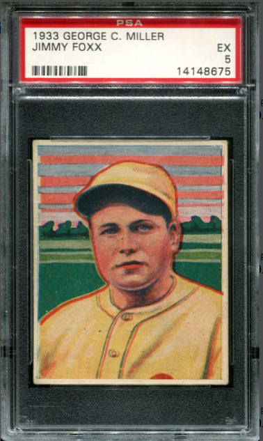 1933 George C. Miller Jimmy Jimmie Foxx Rc Hof Rookie Card