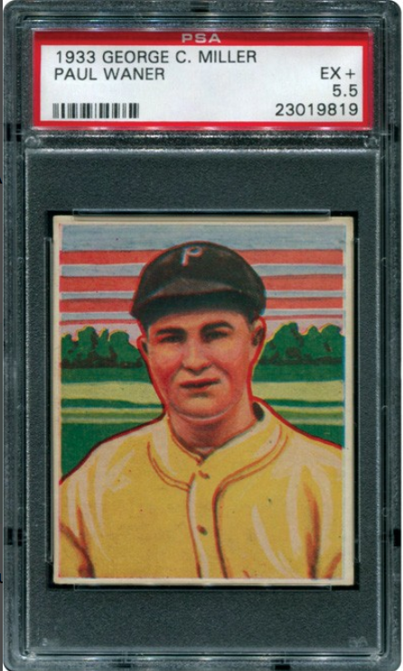 1933 George C. Miller Paul Waner Rookie Card