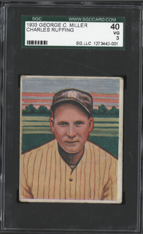 1933 George C. Miller Red Ruffing (HOF) Rookie Card