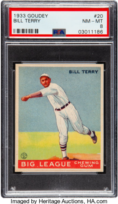 1933 Goudey Bill Terry #20 Rookie Card