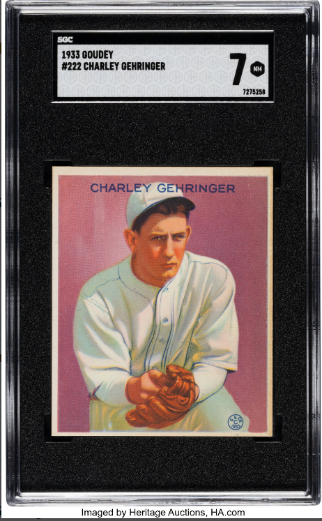 1933 Goudey Charlie Gehringer Rookie Card