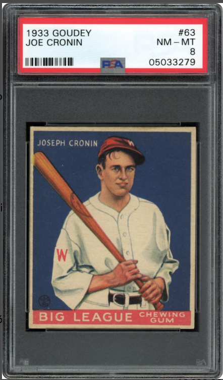 1933 Goudey Joe Cronin Rookie Card