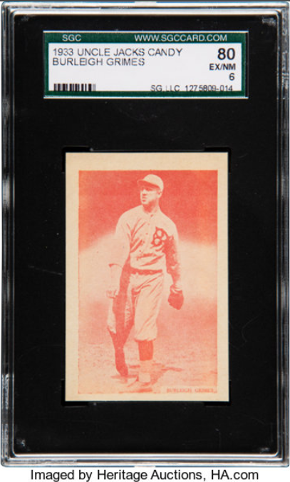 1933 Uncle Jacks Candy Burleigh Grimes Rookie Card