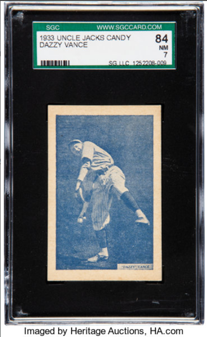 1933 Uncle Jacks Candy Dazzy Vance Rookie Card