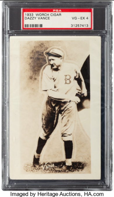 1933 Worch Cigar Dazzy Vance Rookie Card