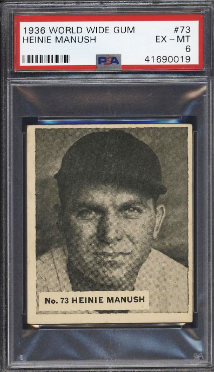 1936 Goudey World Wide Gum SETBREAK Heinie Manush Rookie Card