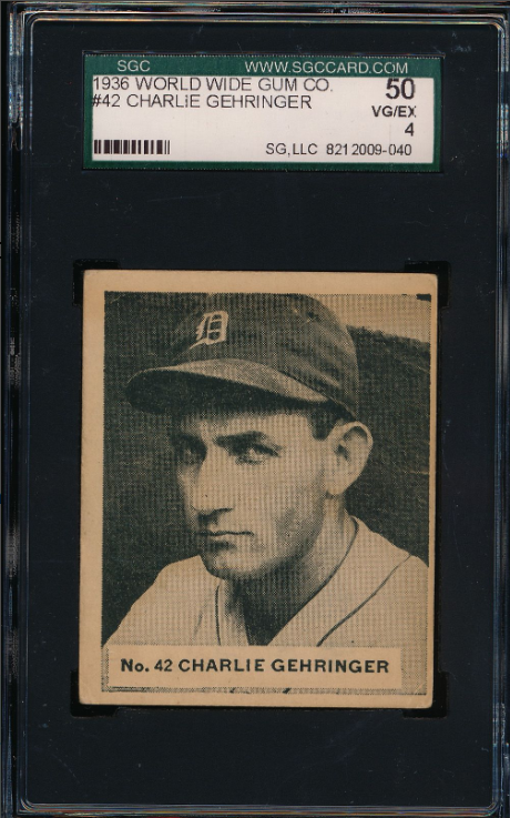 1936 World Wide Gum Charlie Gehringer Rookie Card