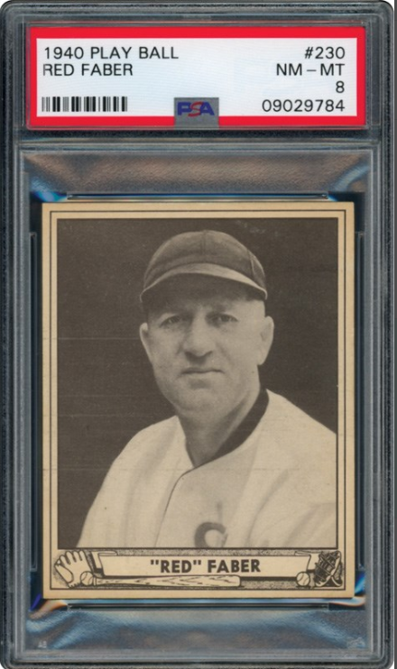 1940 Play Ball Urban "Red" Faber Rookie Card