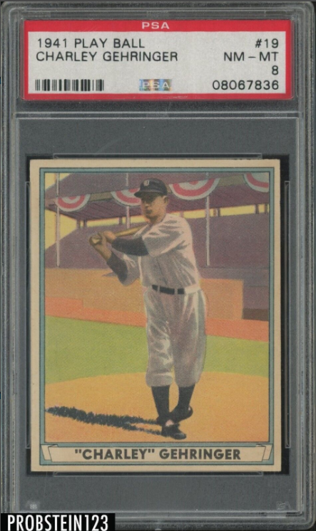 1941 Play Ball Playball Charley Charlie Gehringer Detroit Tigers Rookie Card