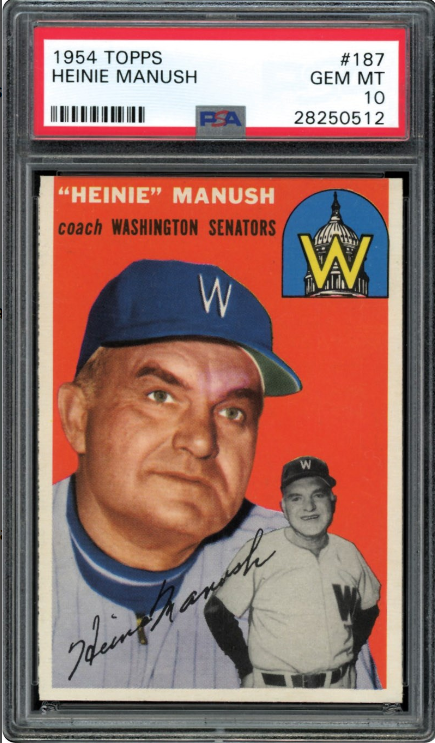 1954 Topps Heinie Manush Rookie Card