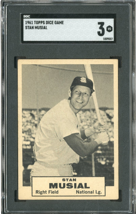 1961 Topps Dice Game Stan Musial Rookie Card