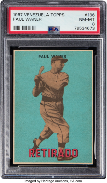 1967 Venezuela Topps Paul Waner Rookie Card