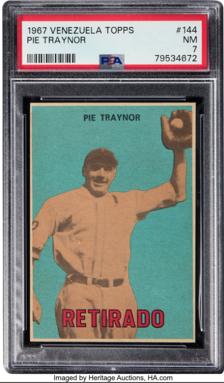 1967 Venezuela Topps Pie Traynor Rookie Card