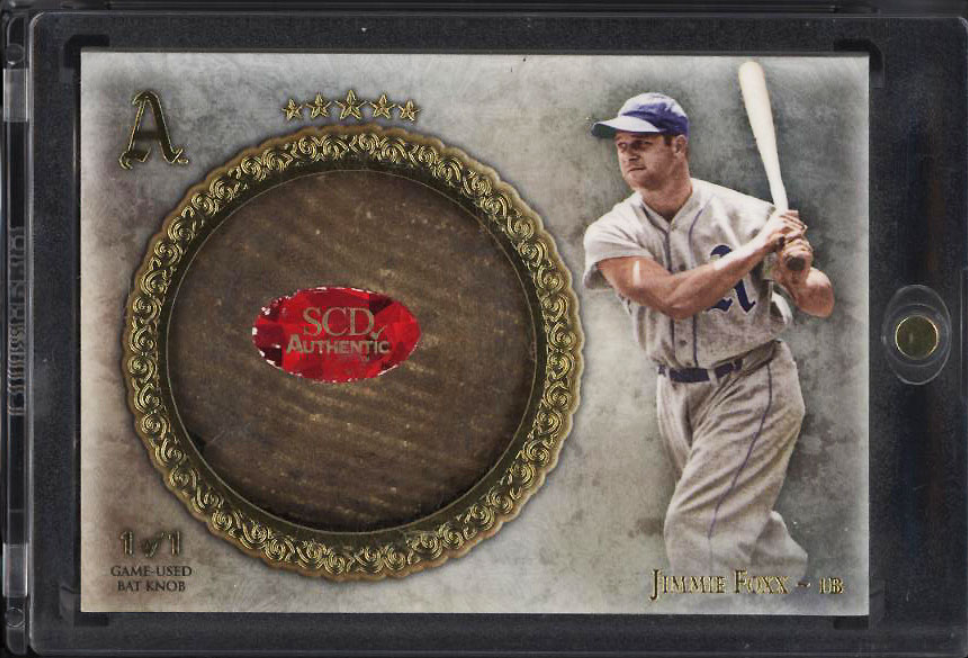 2013 Topps Five Star Bat Knob Jimmie Foxx Knob Patch 1/1 Rookie Card