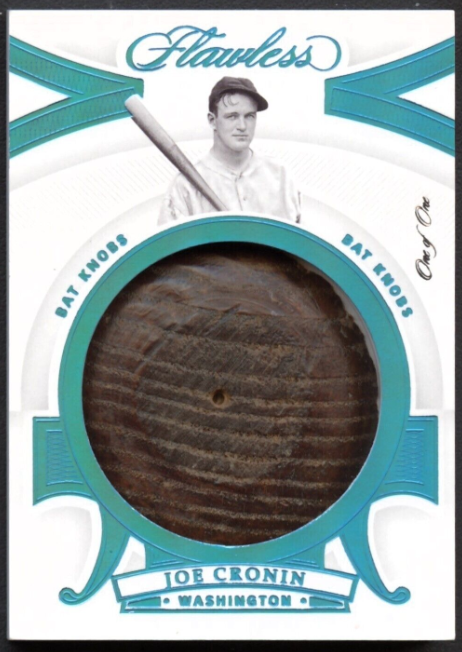 2020 Panini Flawless Bat Knobs Joe Cronin Game Used Bat Knob Relic 1/1 Nats Rookie Card