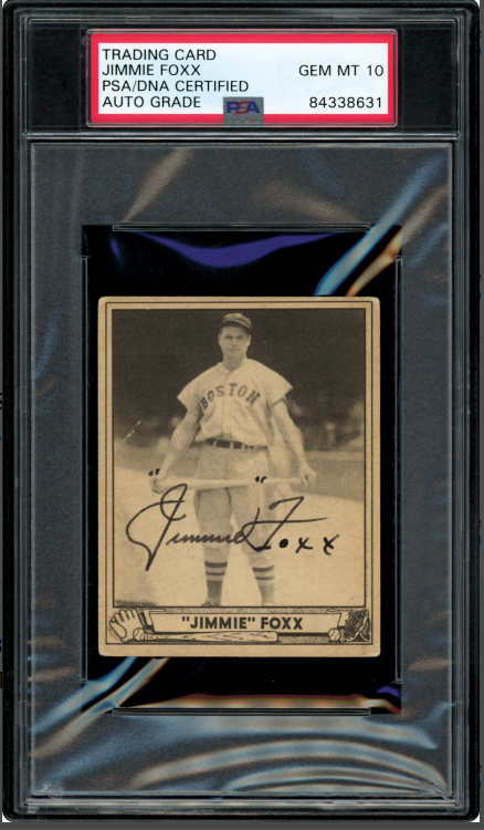 Extremely Rare 1940 Play Ball Signed Jimmie Foxx Rookie Card