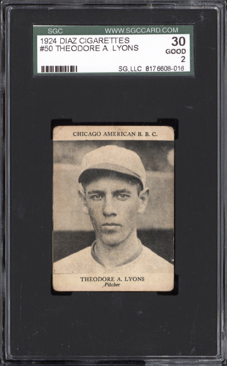 Scarce 1924 Diaz Cigarettes Ted Lyons Rookie Card