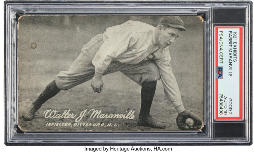 Signed 1921 Exhibits Rabbit Maranville Rookie Card