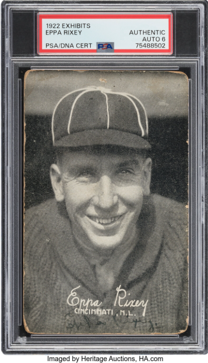 Signed 1922 Exhibits Eppa Rixey PSA Authentic Rookie Card