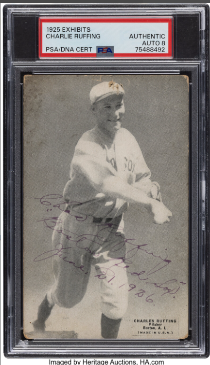 Signed 1925 Exhibits Red Ruffing PSA Authentic Rookie Card