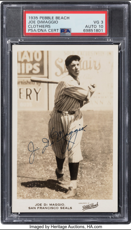 Signed 1935 Pebble Beach Joe DiMaggio Rookie Card