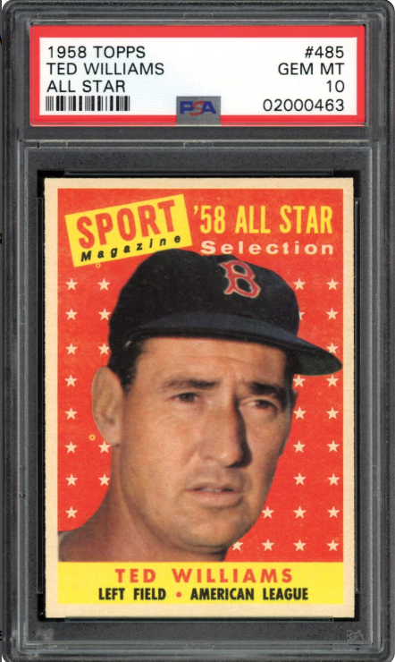 Unique for the Grade 1958 Topps Ted Williams All-Star Rookie Card